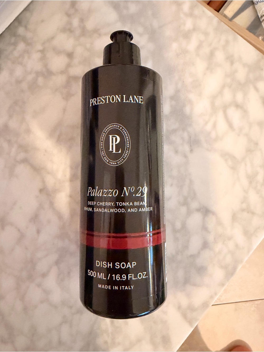 Preston Lane Palazzo No.29 Dish Soap Deep Cherry, Tonka Bean, Rhum, Sandalwood